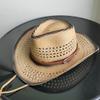 Holllow Cowboy Straw Hat Women Men Summer Handmade Vintage Hollow Western Brim Sun Protection Fisherman Mountaineering Bohemian