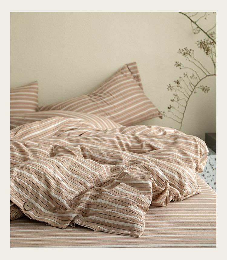 European Style Retro Crinkled Gauze Linen Button-Up Set - Machine Washable, Ideal for Naked Sleep with Fitted Sheet.
