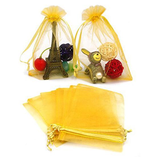 100Pcs/Set Mini Mixed Color Drawstring Candy Jewelry Storage Mesh Bag Container