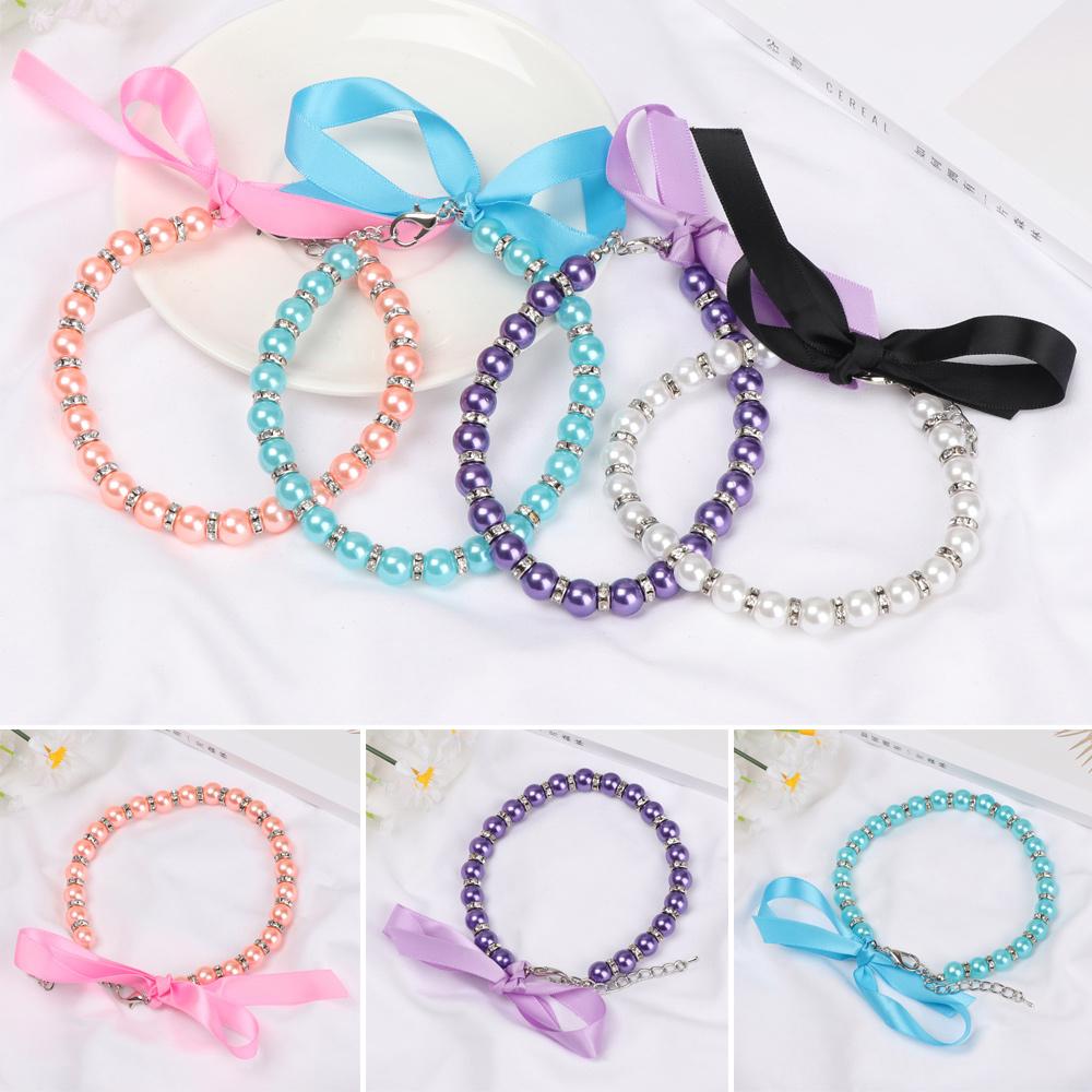 

Модная регулируемая цепочка для собак, аксессуар для домашних животных, воротник-бабочка, жемчужное ожерелье