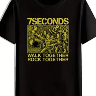 Unisex Vintage Rockband T-Shirt 7seconds Aufdruck Rundhalsausschnitt Vintage Stilvoll Grafik Atmungsaktiv Bequem Unisex Weich