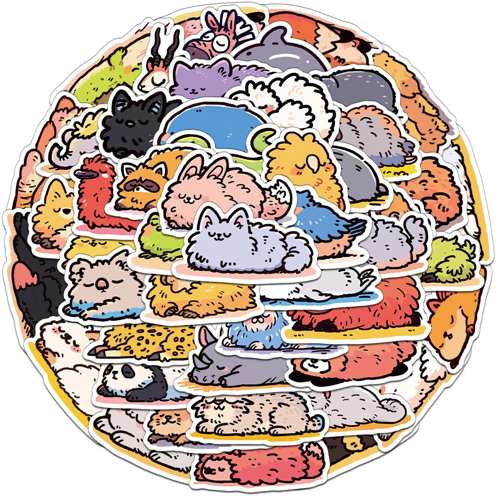 50 Sheets Comfortable Cartoon Animal Personality Stickers for DIY Water Bottles No