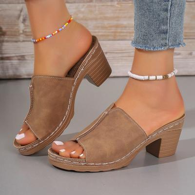 One-line Shoes High-heeled Slippers Thick-heeled Shoes and Flip-flops