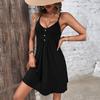 Europe and the United States New Dress, Hot-selling Skirt Button A Version Waist Display Hepburn Style Suspender Skirt