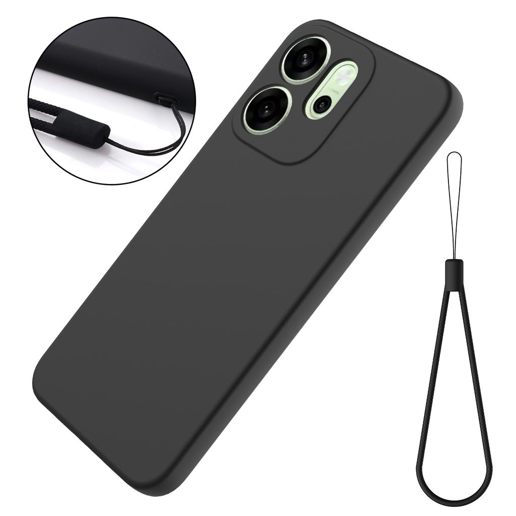 For Oppo Reno14 F 5G Liquid Silicone Case Phone Back Cover with Hand Strap