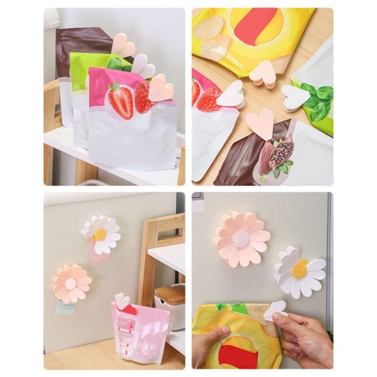 Daisy Magnetic Bag Clips Flower-Shaped Food Sealer with Strong Magnet & Spring Fridge Organizer for Snacks Notes Decorative Kitchen Accessory