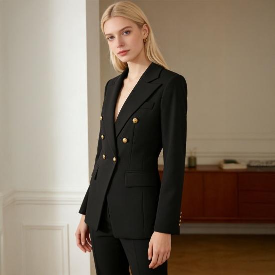 Kvinnodräkt Vår Höst Långa Ärmar Rever Krage Blazerjacka Vida Byxor Arbete Kontor Business Casual Kläder Byxdress