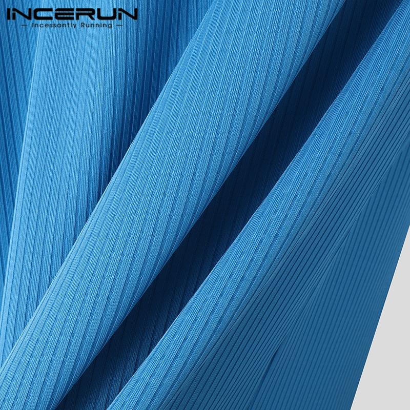 INCERUN Sommer Herren Schultergurt Kurzarm Reißverschluss Rippe Lässig Unregelmäßig Schlank T-Shirts