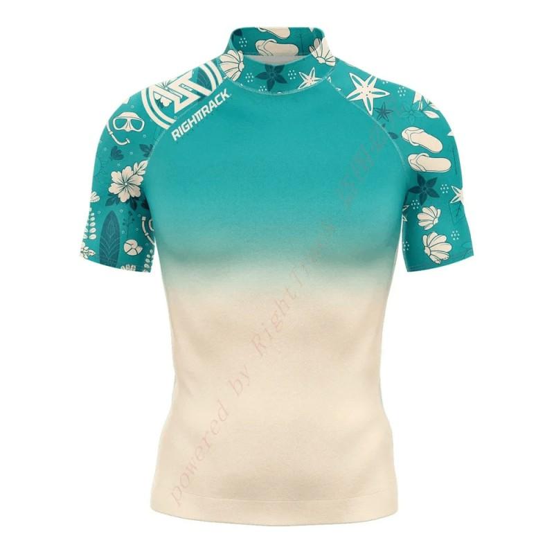 Rash Guard a Rapida Asciugatura da Uomo Maglietta da Surf Protezione UV Top da Nuoto Sport Acquatici da Spiaggia