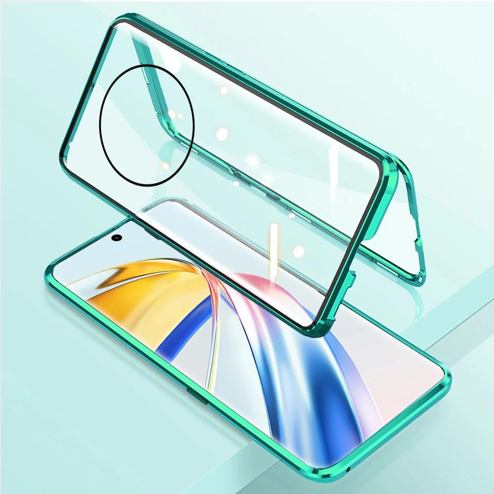 

Магнитный металлический чехол для Huawei Honor X9b X9a X9c 5G X40 X50 X60 Pro Двусторонний чехол из закаленного стекла Honor X9c 5G зелёный