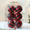 6Pcs 8Cm Christmas Ball Ornaments Red White Striped Balls Christmas Tree Hanging Pendant Xmas Tree Holiday Wedding Party Decor
