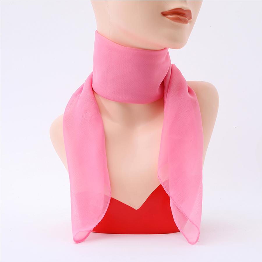 Solid Color Chiffon Small Scarf Women'S Neckerchief 65*65Cm Square Scarf Shawls Female Hair Ties Bands Shawls