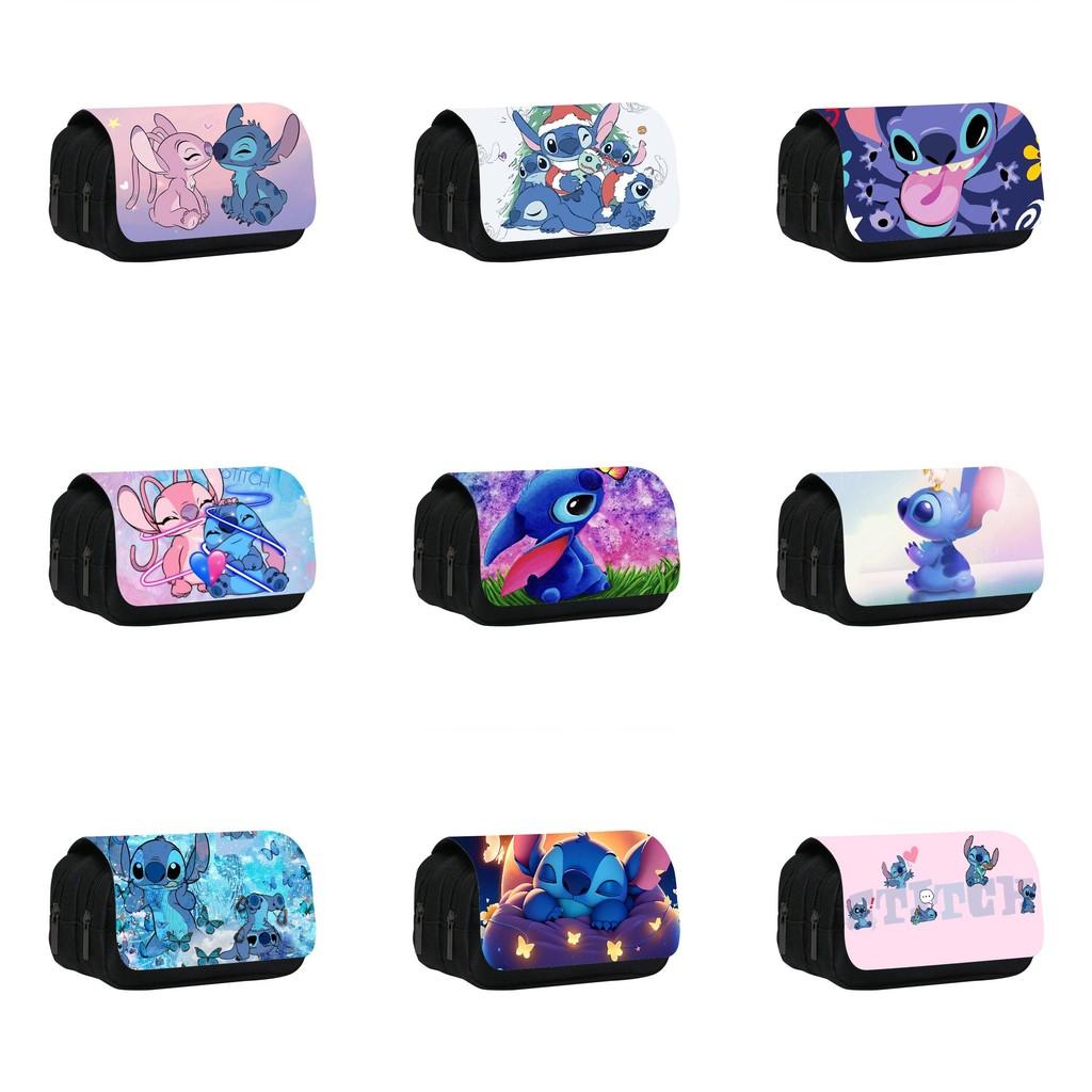 Stitch Double Layer Pencil Case For Students With Polyester Material And Storage Space