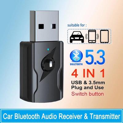 Dongle Audio Bluetooth 5.3 per Auto USB e 3.5mm AUX, Trasmettitore Ricevitore Audio, Adattatore Musicale per PC Mp3 Speaker TV Auricolare Wireless Radio Auto