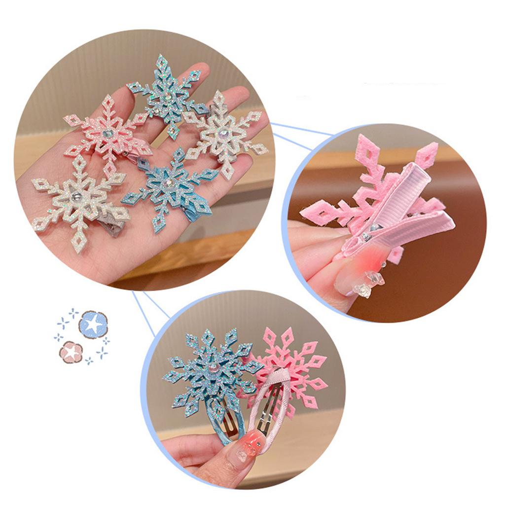 Snowflake Hair Clip Christmas Barrette Sweet Christmas Flat Clip Hairpin Christmas Elegant Hair Clip for Bunches