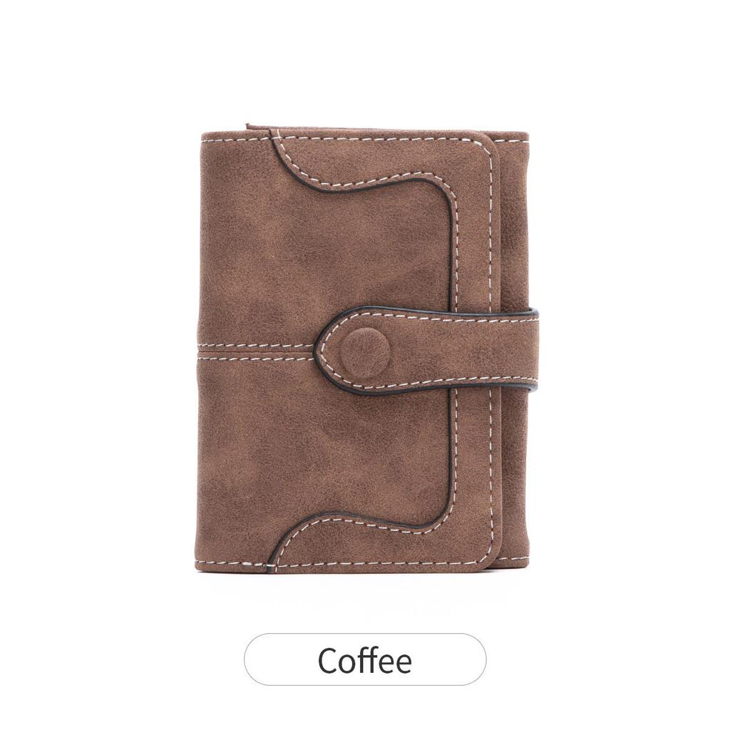 New Women's Wallet, Retro Matte Two-fold Short Wallet, Multi-functional, Simple and Fashionable Clutch.