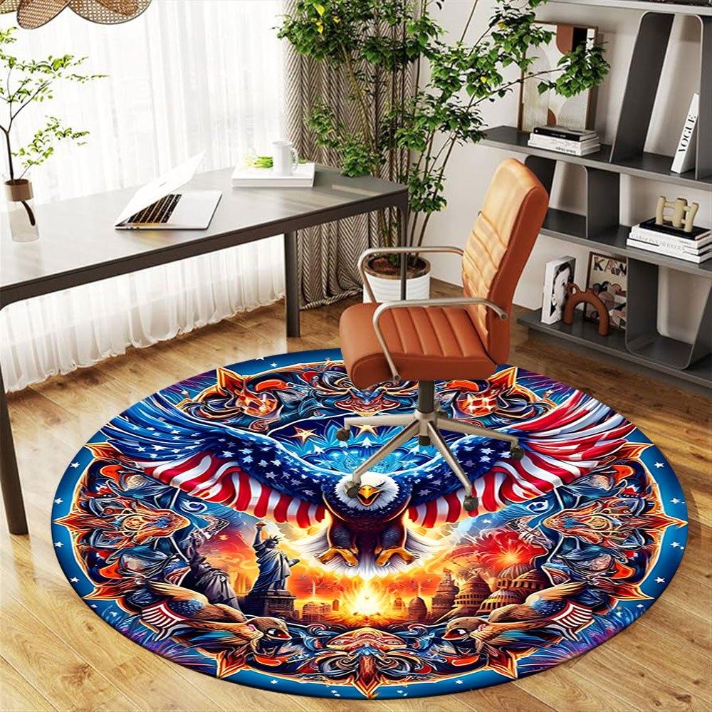 American Pride Eagle Flag OrnamentRound Non-Slip chair mat chair carpet for office Rugs for Office Decor Gift For Valentine's Day Mother's Day Hallowe