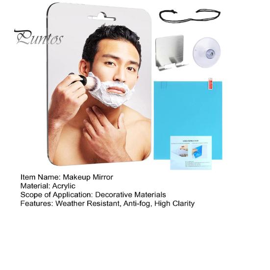 30x20CM Fogless Shower Mirror with Suction Cup Razor Holder Hook Anti-fog Men Shaving Makeup Mirror Shatterproof Frameless Bathroom Hanging Vanity