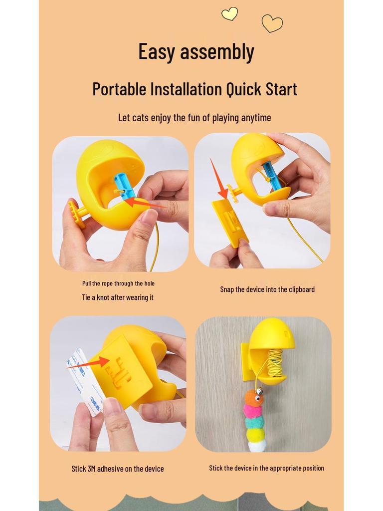 Electric Bite-Resistant Self-Playing Cat & Dog Teasing Toy Egg with Hanging Teaser Stick