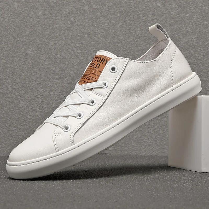 Sapatos Masculinos Planos de Couro Genuíno Feitos à Mão Marca Designer Calçado para Caminhada Antiderrapante ao Ar Livre Slip-on Casual Couro Sapato Vulcanizado