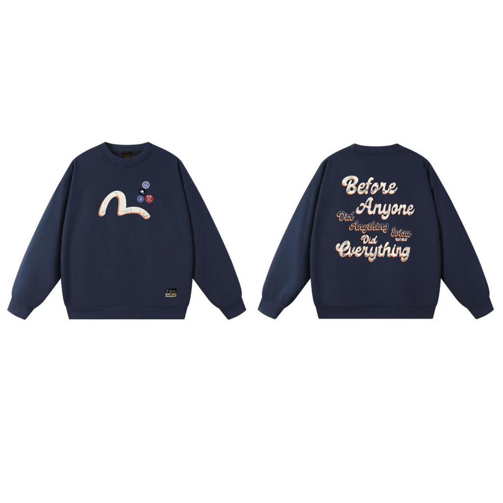 EVISU Streetwear Gott des Glücks Sweatshirt: Unisex Pullover mit Rundhalsausschnitt von hoher Qualität für Herbst 2026