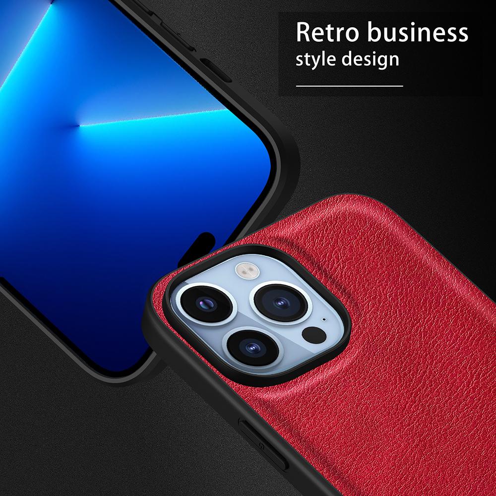 For iPhone 16 Pro Case Retro PU Leather Shockproof Anti-Slip Back Cover