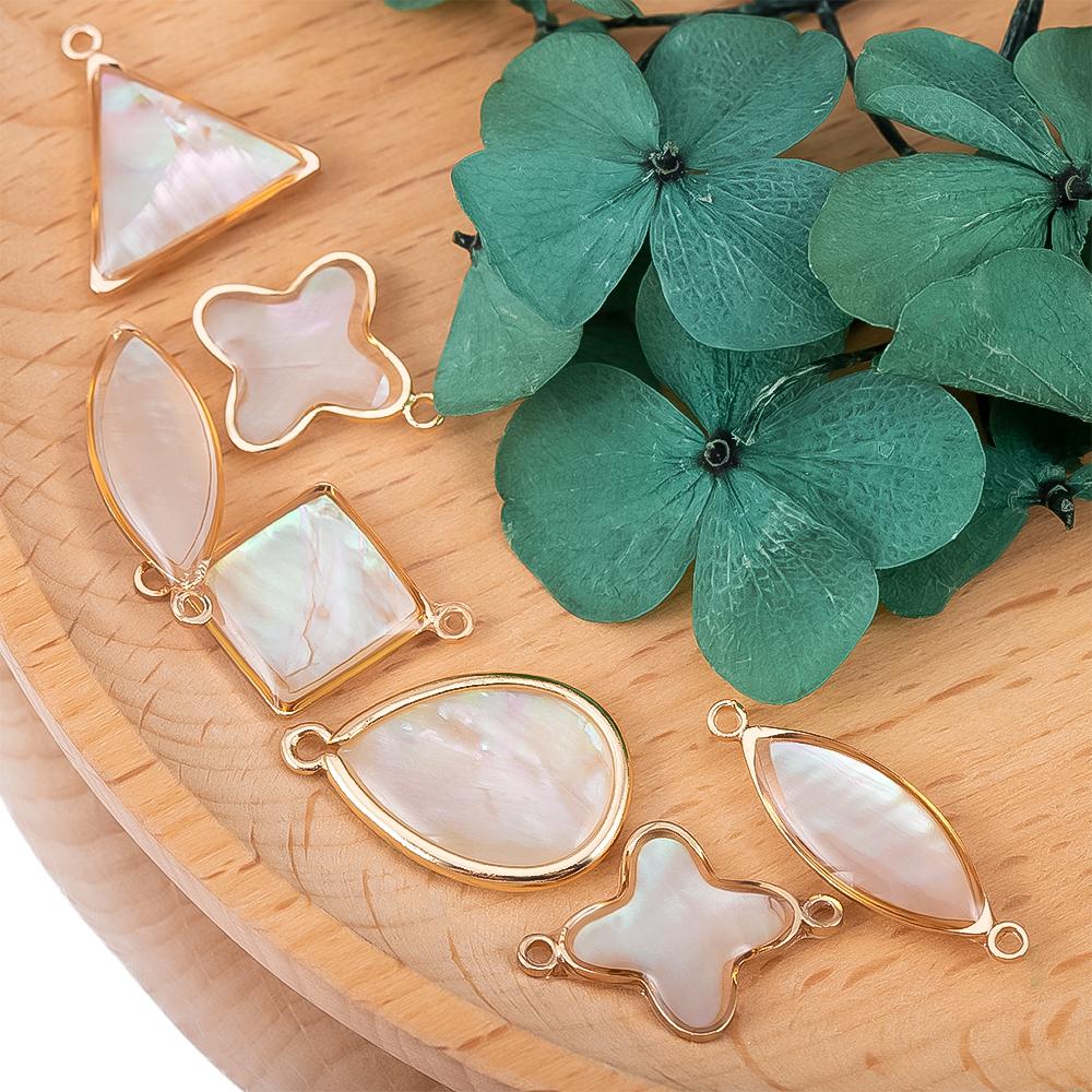 5Pcs Love Round Cross Shell Pendant Necklace Charms Jewelry Making Bracelet DIY Earrings Supplies Summer Beach Ocean Accessories