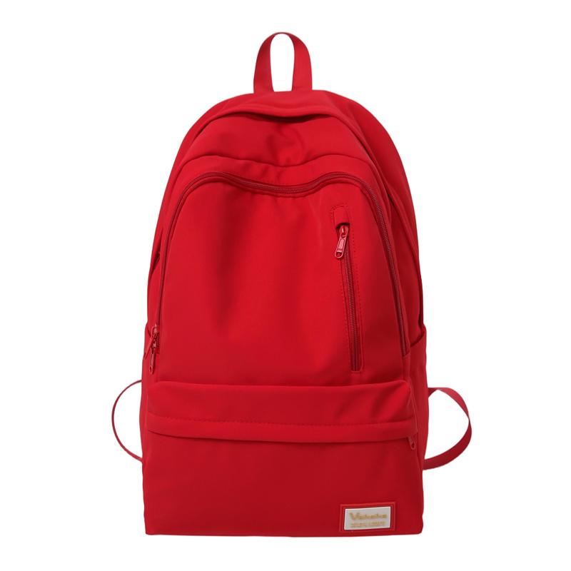 

Solid Color Student Schoolbag Unisex Large Capacity Backpack Travel Backpack красный