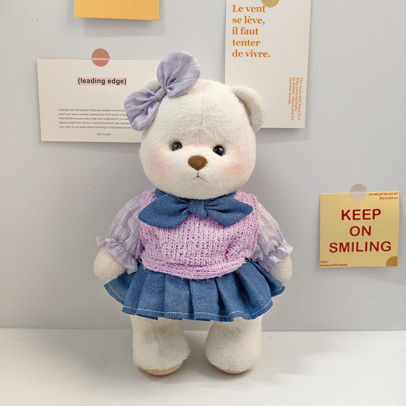 Medium Bear Outfit - Blue Pink Striped Carrot Overalls Set