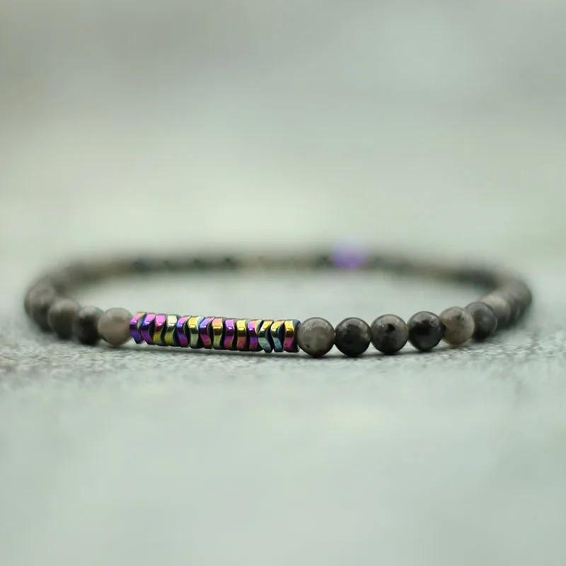 Bracciale in Pietra Naturale Uomo Donna 4mm Bracciale con Perline Piccole Bracciale Meditazione Yoga Occhio di Tigre Mappa Brazalete Pulseira