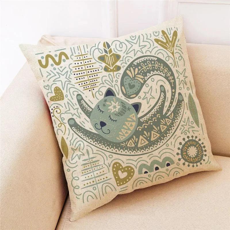 New Art Mural Kitten Print Series Pillowcase for Sofa Animal Design Retro Pillowcase Home Decor Cushion Cover 45x45 Cm