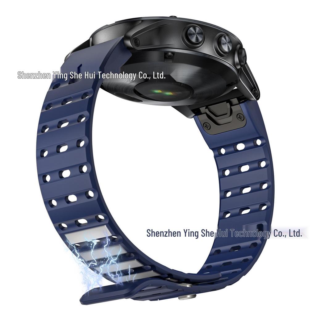 Garmin Compatible 22MM Magnetic Silicone Sport Watch Strap - Quick Release, Breathable Band