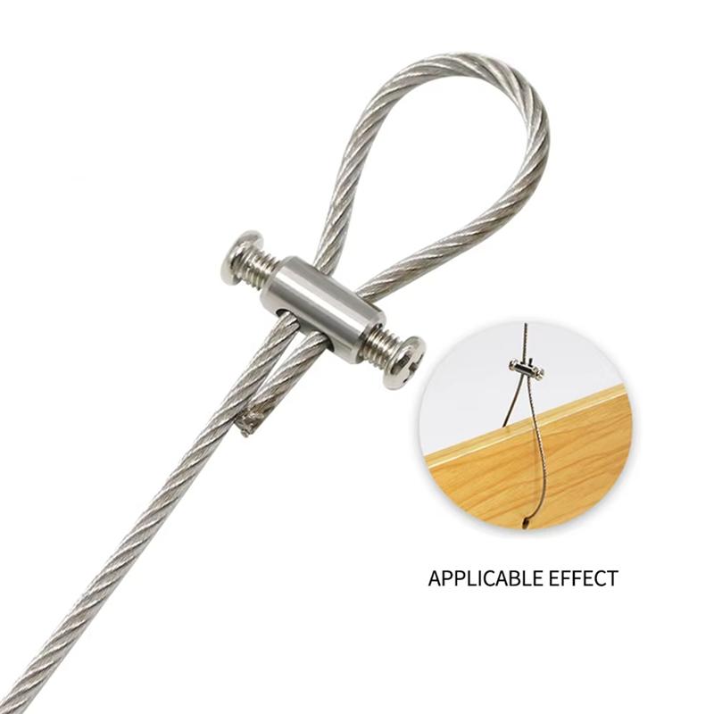 20PCS For 2/3Mm Adjustable Wire Rope Clip Double Hole Cable Clamp Thread Locker Clamps Screw Fixing Hardware Accessories
