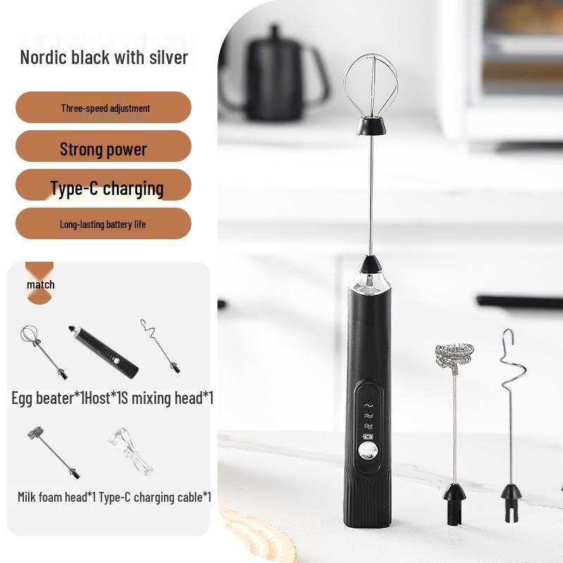 Stylish Electric Handheld Milk Frother & Mixer for Coffee and Eggs