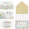Lavendel Gänseblümchen Frühling Floral Dankeskarten mit Umschlägen & Aufklebern, Abgerundete Ecke Faltbares Blanko Notizkarten Set für Geschenke