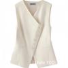 Spring Summer V-neck Sleeveless Ladies Blazer Vest Coat Single Breasted Short Women's Suit Waistcoat Jacket