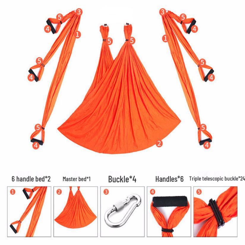 Aerial Yoga Hammock with 6 Handles - Non-Elastic Nylon for Studio Inversion Fitness
