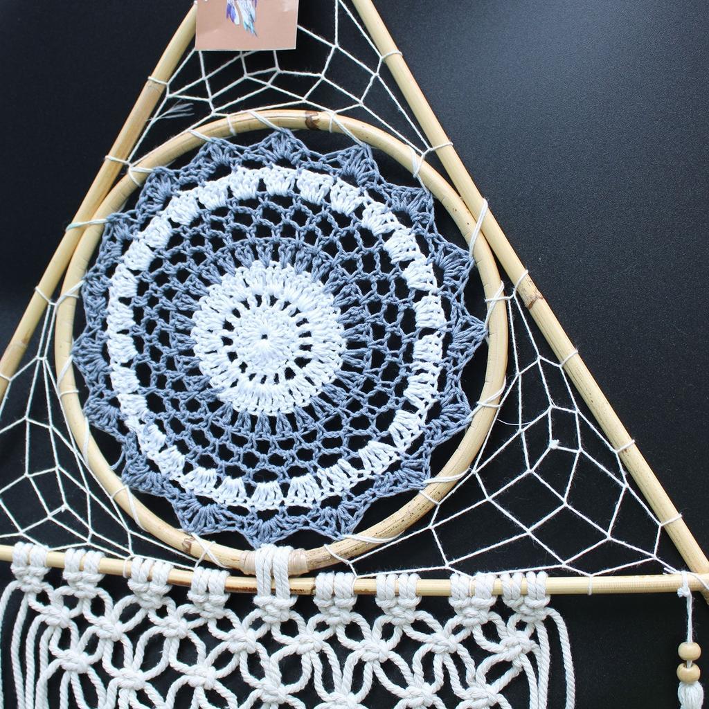 Dream Catcher Macrame Evil Eye Large White Grey
