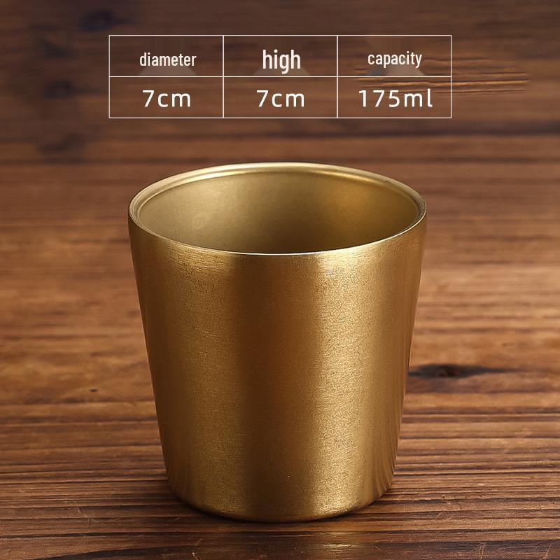 Retro Gold Stainless Steel Tableware Set: Rectangular Plate, Seasoning Dish, Bowl, Water Cup, Chopsticks, Spoon.