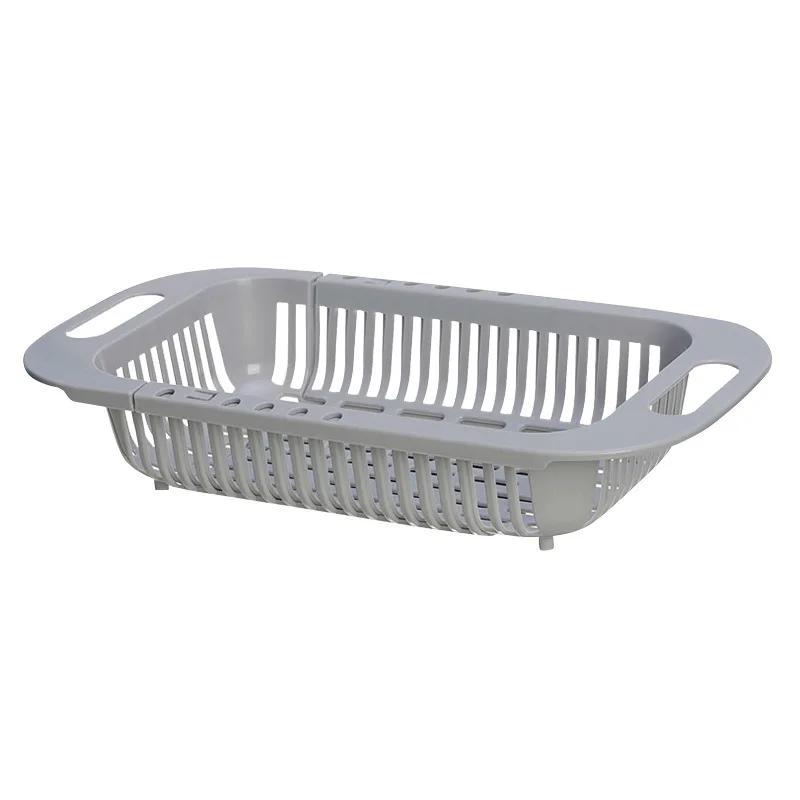 Drain Basket Bowl Rack Kitchen Fruit Basin Storage Sink Retractable