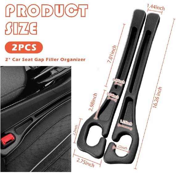 2PCS Car Seat Gap Filler Organizer With Storage Slots,Upgraded Car Gap Filler For Storing Phones,Keys,Items,Plug & Play No Drop Seat Guard For Cars