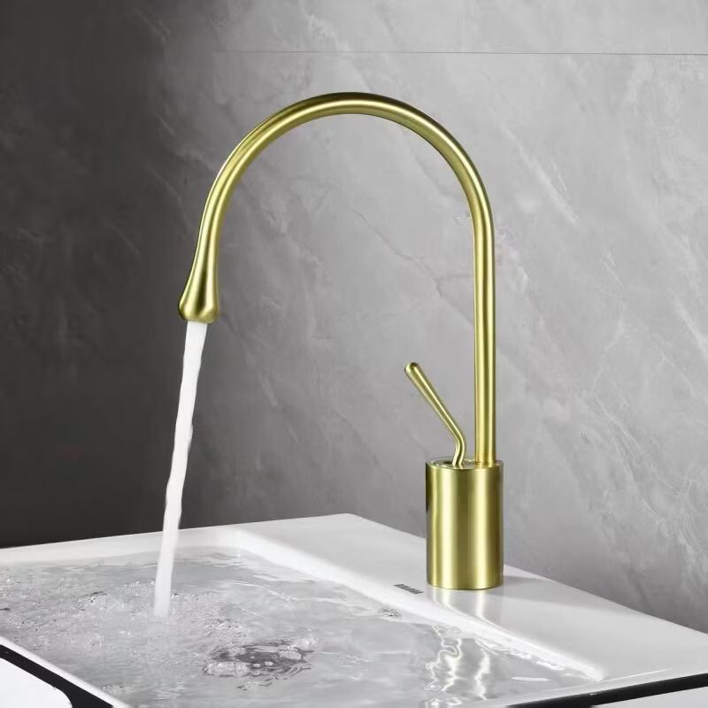 Brushed Gold Rotating Waterfall Basin Faucet