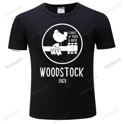 Heren wit katoenen t-shirt Woodstock 1969 Vintage T-shirt heren Muziek korte mouw bedrukt katoenen t-shirt maat mode t-shirt