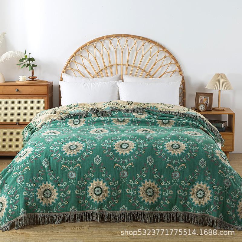 Baumwoll-Gaze Quaste Überwurfdecke Handtuchdecke Sofa-Handtuchbezug Decke Vier Jahreszeiten Mehrzweckdecke Für Haushalt Sofa Dekoration