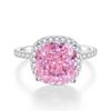Pink Diamond Zircon Ring: S925 Sterling Silver, 5 Carat, Full Pave, European American Style