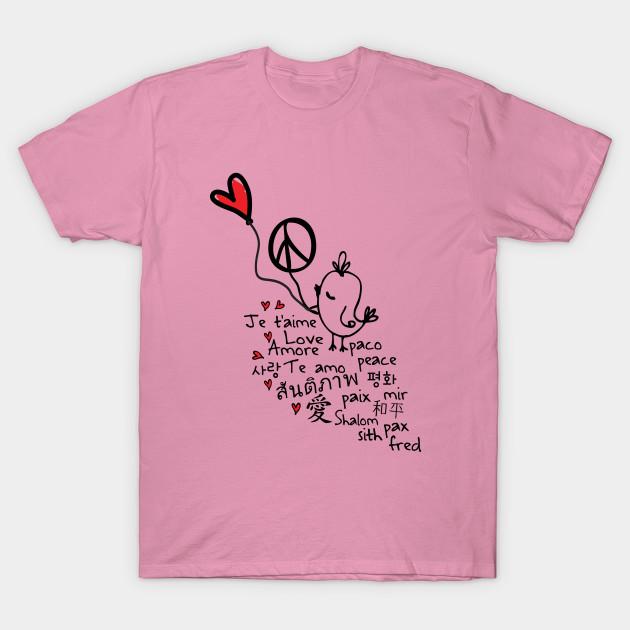 T Shirt Women Love And Peace Bird Harajuku Print Kawaii Tshirt Summer Short Sleeve Female T-Shirt Top Tee