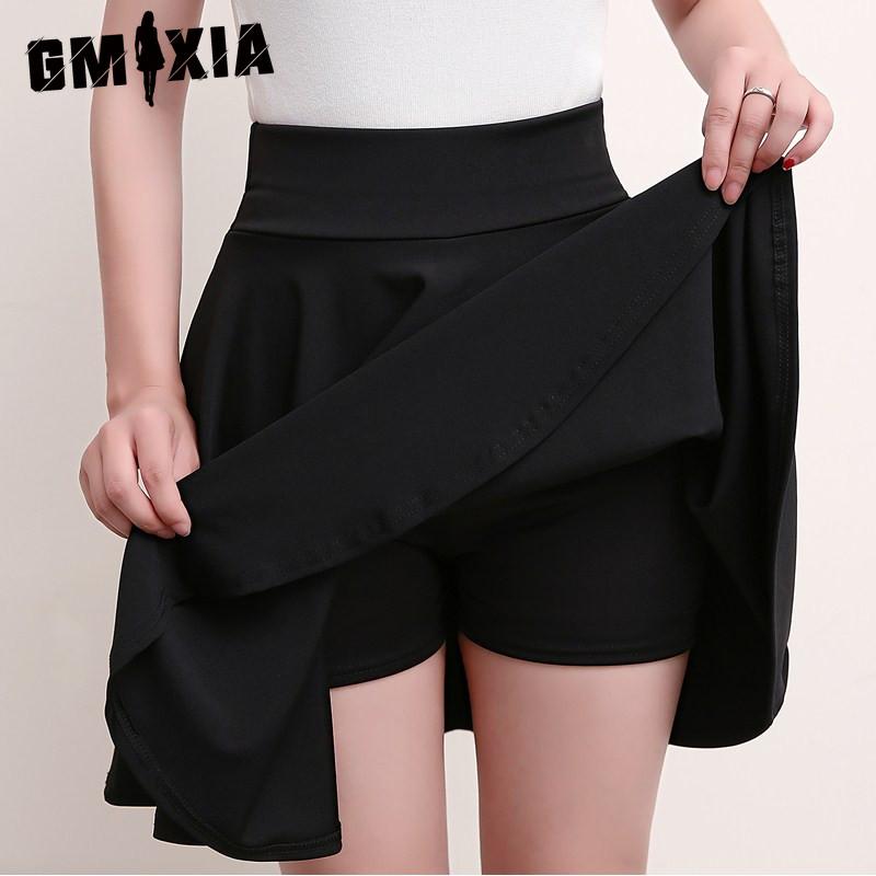 

GMXIA 16 цветов Женская мода Повседневная Однотонная Принт Летняя Весенняя Юбка XXL чёрный