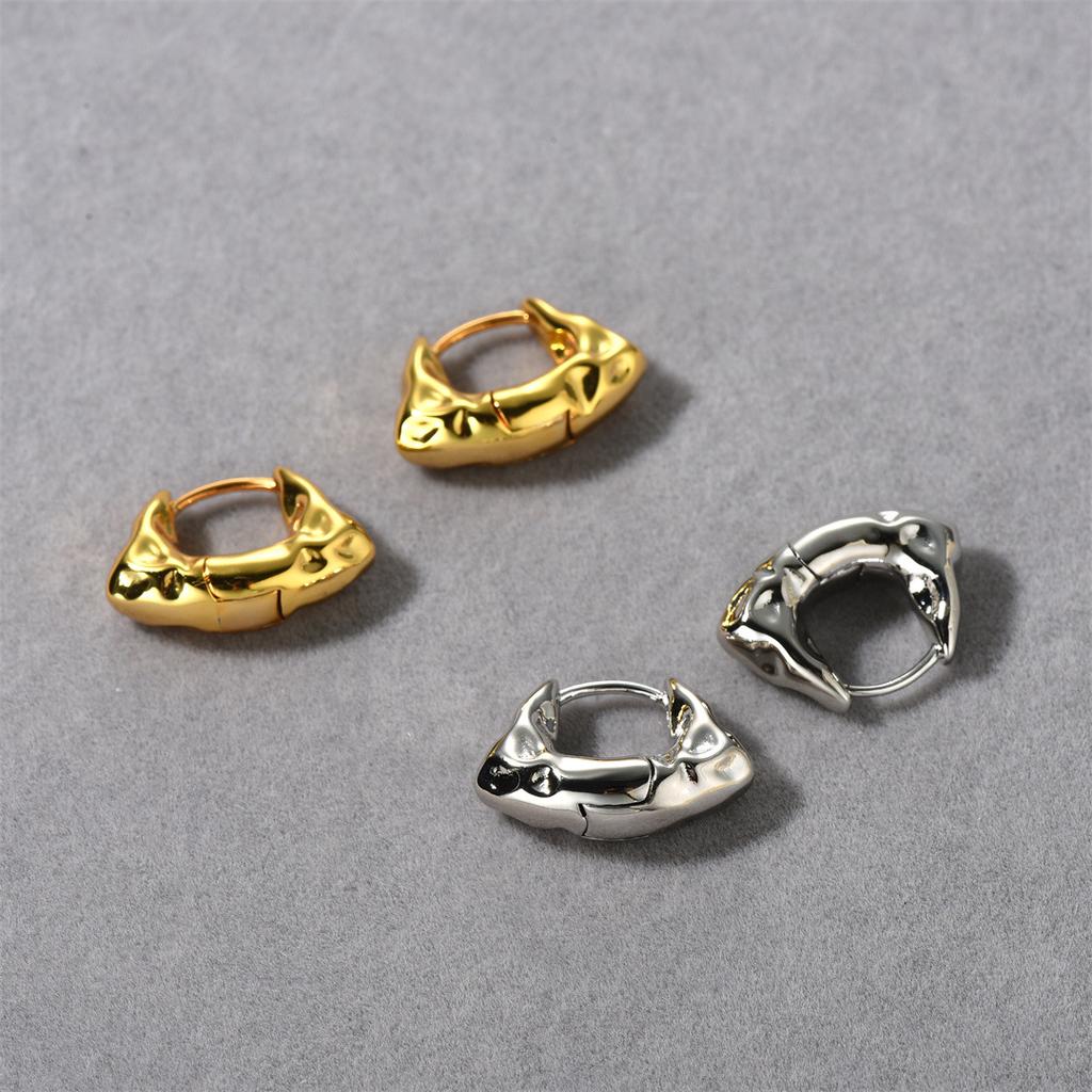 Irregular Hammering Surface Design Ear Buckle Niche Trendy Popular Earrings Fashion Spring And Summer Earrings