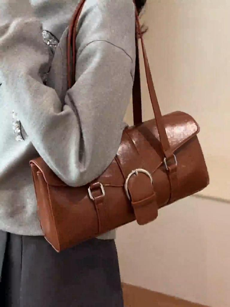 2026 Winter Belt Design Y2K Retro Design Small PU Leather Underarm Bag Women Fashion Handbags New Trend Shoulder Bag