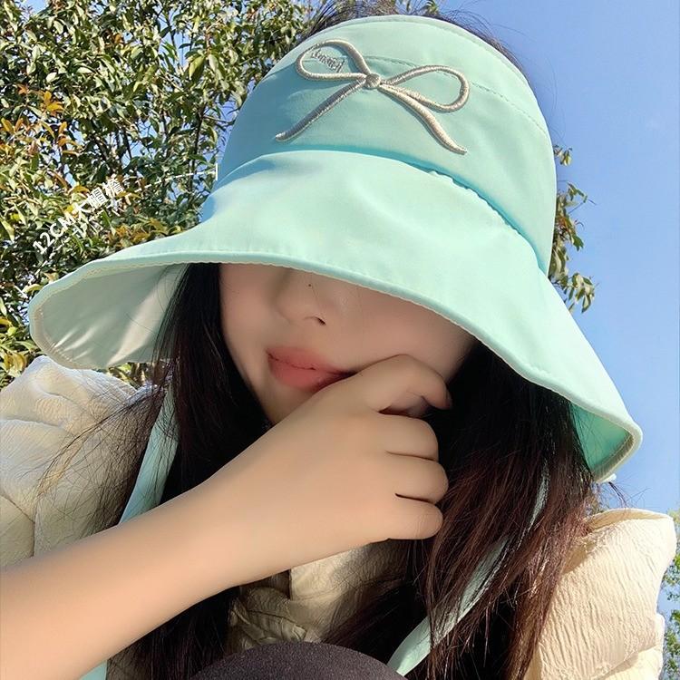 Stylish Solid Color Bowknot Sun Protection Fishing Hat For Women Summer 2024